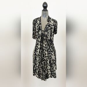 R&M Richards Black and Cream Patterned Dress